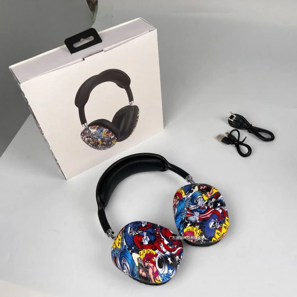 Graffiti Over-Ear Wireless Headphones with TF Card and AUX