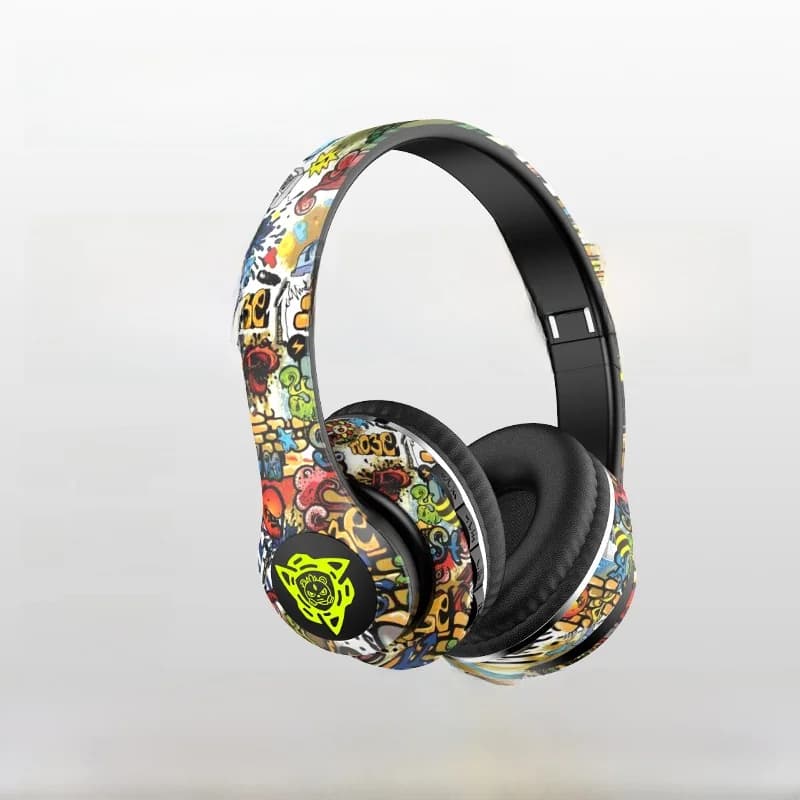 Graffiti Over-Ear Wireless Headphones with FM Radio and TF Card Slot
