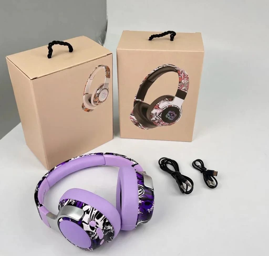 Graffiti Over-Ear Wireless Headphones with FM Radio and Long Battery Life