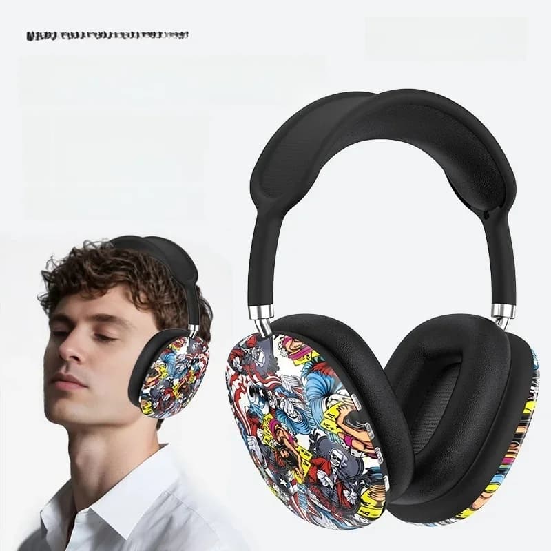 Graffiti Over-Ear Bluetooth Headphones with FM Radio and TF Card Slot
