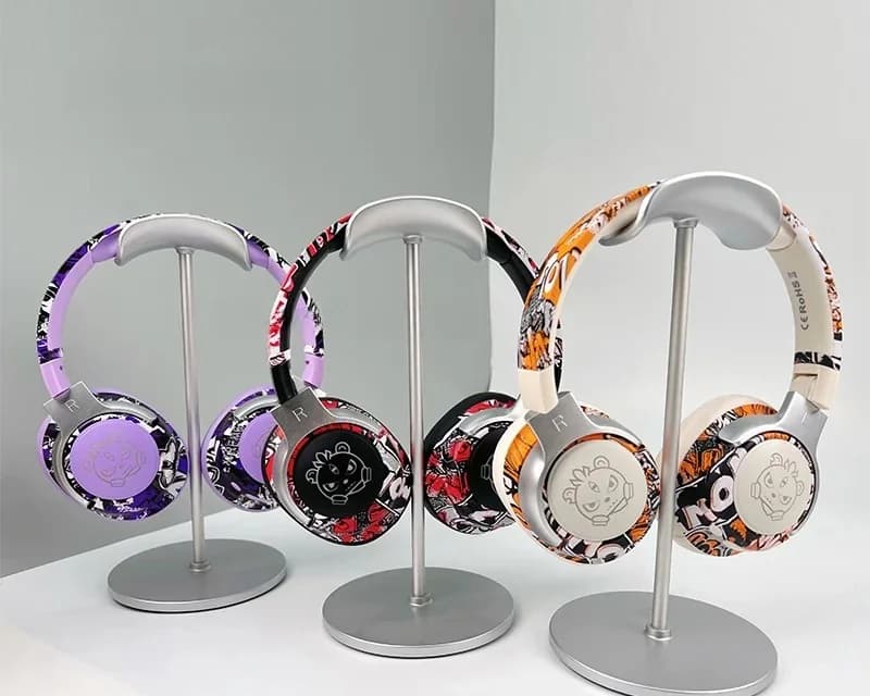 Graffiti Over-Ear Bluetooth Headphones with RGB Lights and Mic