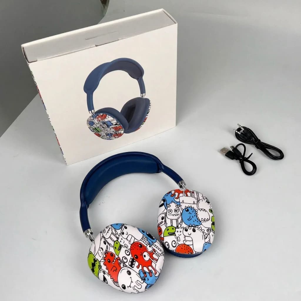 Graffiti Over-Ear Wireless Headphones with TF Card and AUX