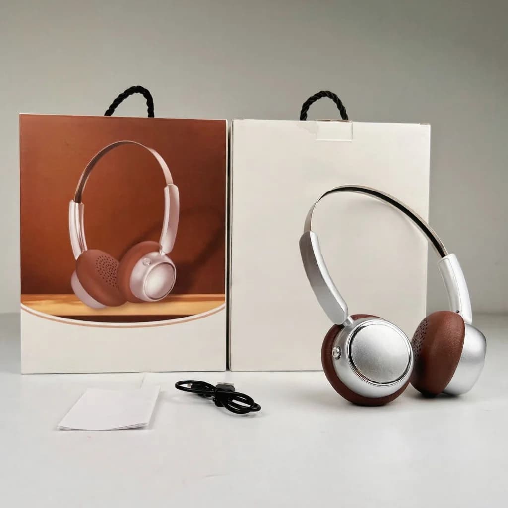 Retro Over-Ear Wireless Headphones with FM Radio and Bluetooth 5.4