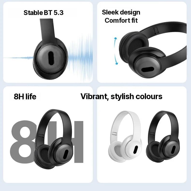 Over-Ear Wireless Bluetooth Headphones with FM Radio and TF Card Slot