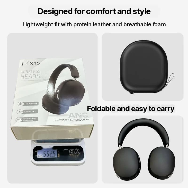 Wireless ANC Over-Ear Headphones with Protein Leather Earcups