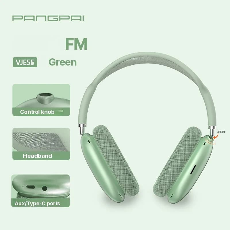 Bluetooth 5.4 Over-Ear Headphones with Rotary Knob and FM Radio