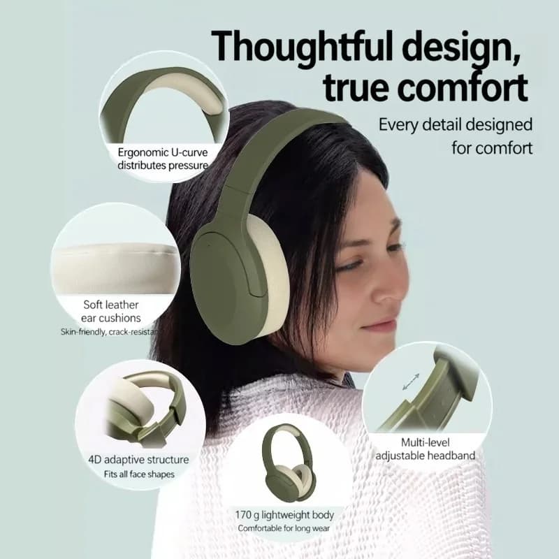 Wireless Bluetooth Over-Ear Headphones with FM Radio and Long Battery Life