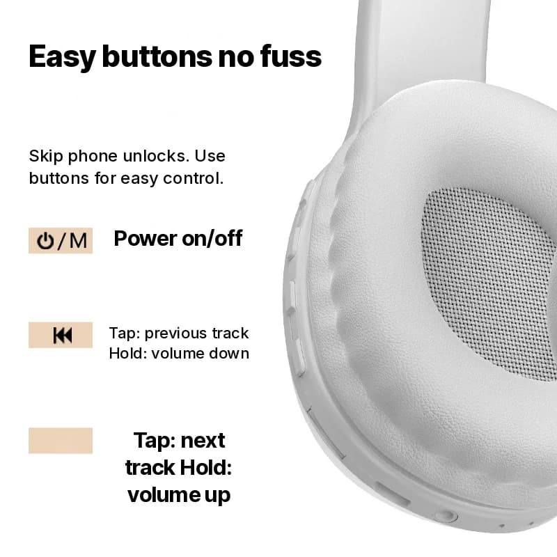 Over-Ear Bluetooth Headphones with TF Card Slot and AUX Input