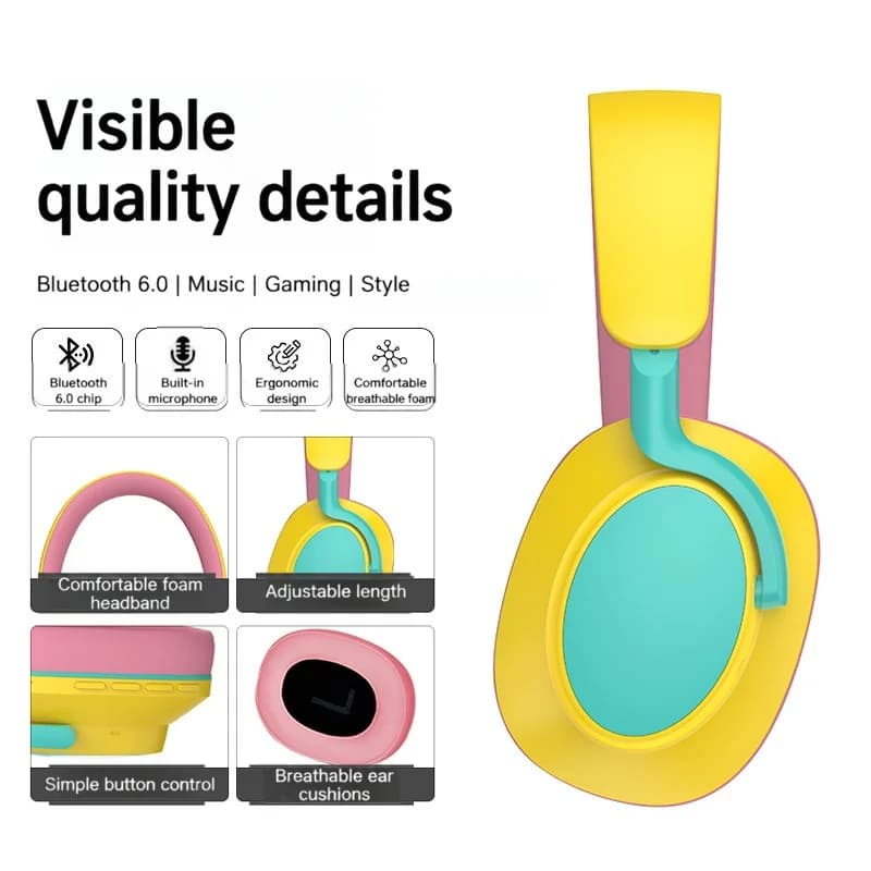 Wireless Over-Ear Headphones with FM Radio and Long Battery Life