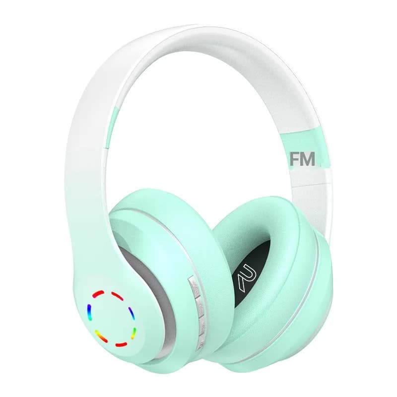 Wireless Over-Ear Headphones with LED Lights and FM Radio