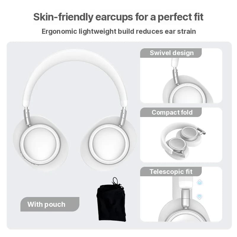 Wireless Over-Ear Headphones with ANC, Foldable Design, 30H Battery