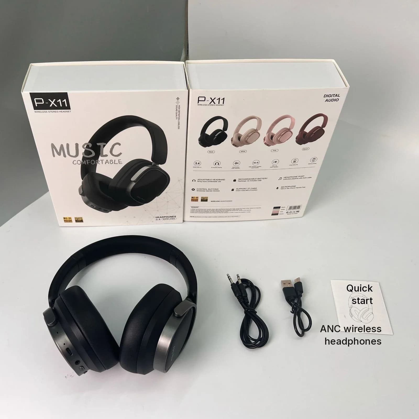 Retro Over-Ear Wireless Headphones with Active Noise Cancelling