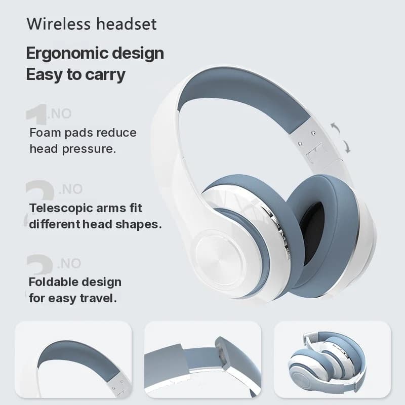 Over-Ear Wireless Headphones with FM Radio and TF Card Slot