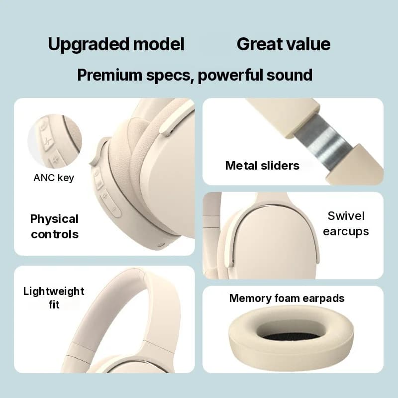 Over-Ear Wireless Headphones with Active Noise Cancelling and Long Battery Life