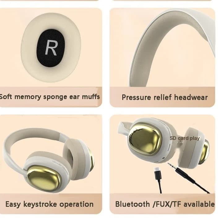 Wireless Over-Ear Headphones with Bluetooth 5.3 and Long Battery Life