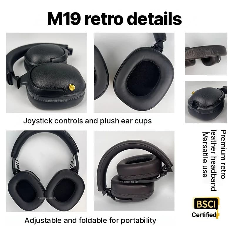 Retro Over-Ear Bluetooth Headphones Wireless Stereo Headset with Mic