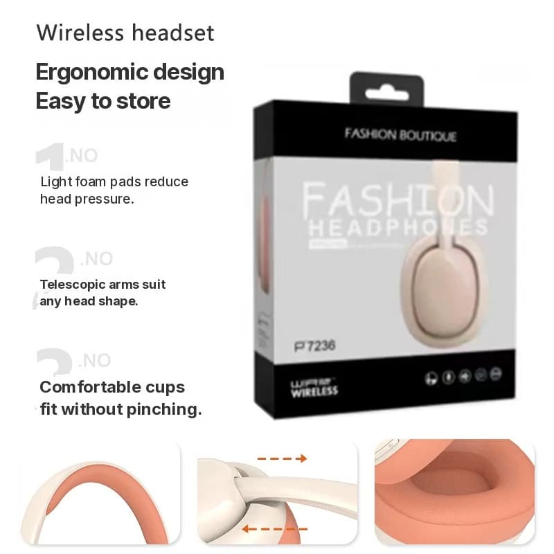 Wireless Over-Ear Bluetooth Headphones with FM Radio and TF Card Slot