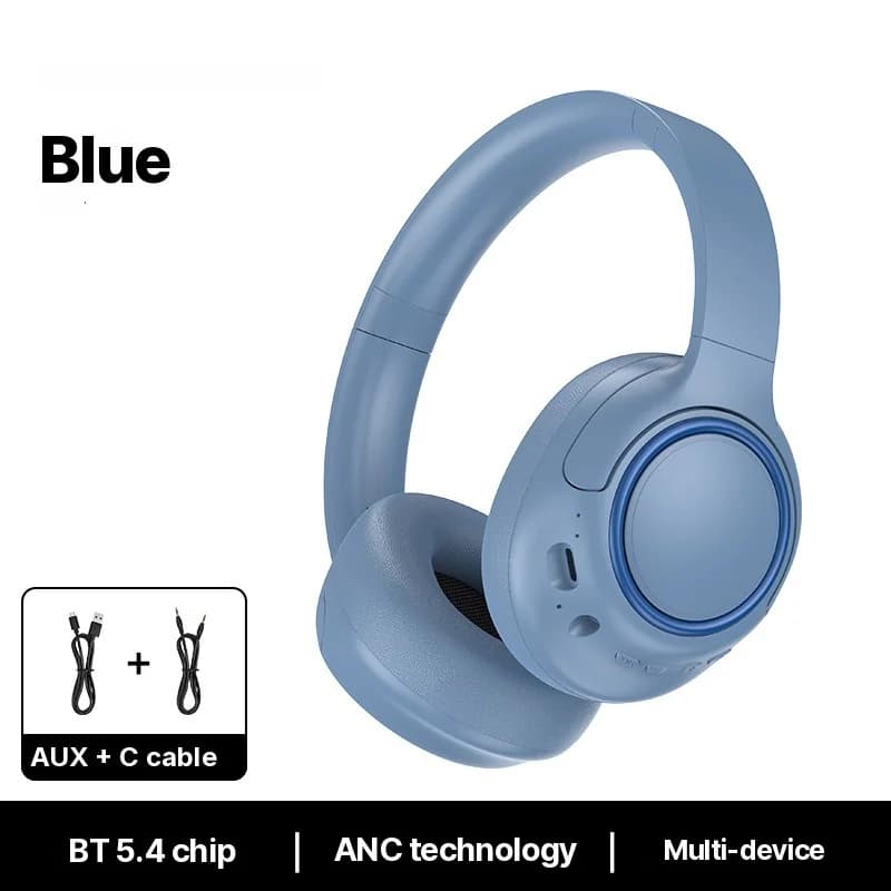 Active Noise Cancelling Wireless Headphones with Mic, 35H Battery
