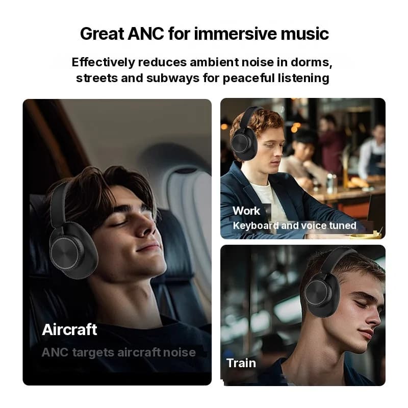 Wireless Over-Ear Headphones with Active Noise Cancelling and 35H Battery