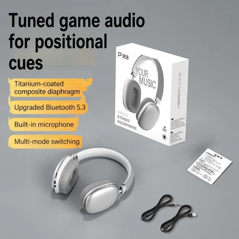 Wireless Over-Ear Headphones with FM Radio and TF Card Slot