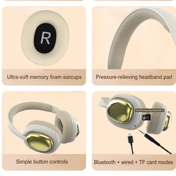 Over-Ear Wireless Bluetooth Headphones with FM Radio and Stereo Sound