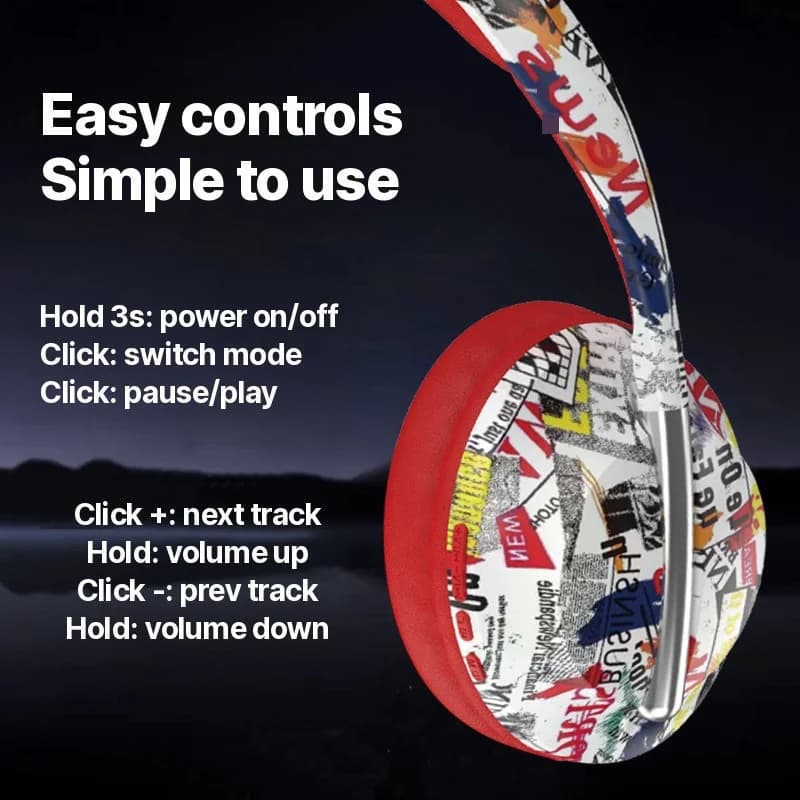 Over-Ear Bluetooth Headphones with TF Card Slot and Wireless Connectivity
