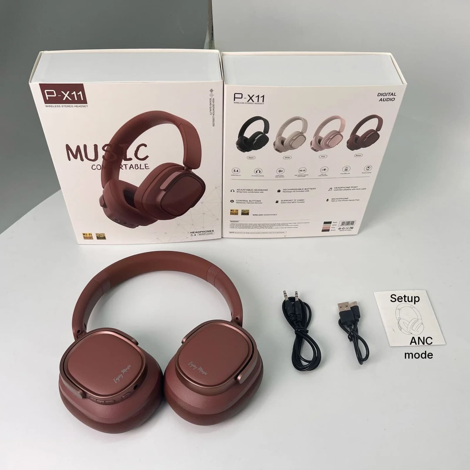 Retro Over-Ear Wireless Headphones with Active Noise Cancelling