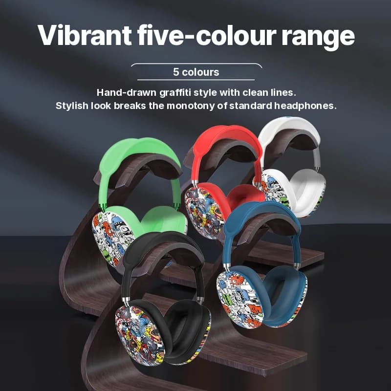 Graffiti Over-Ear Wireless Headphones with FM Radio and TF Card Slot