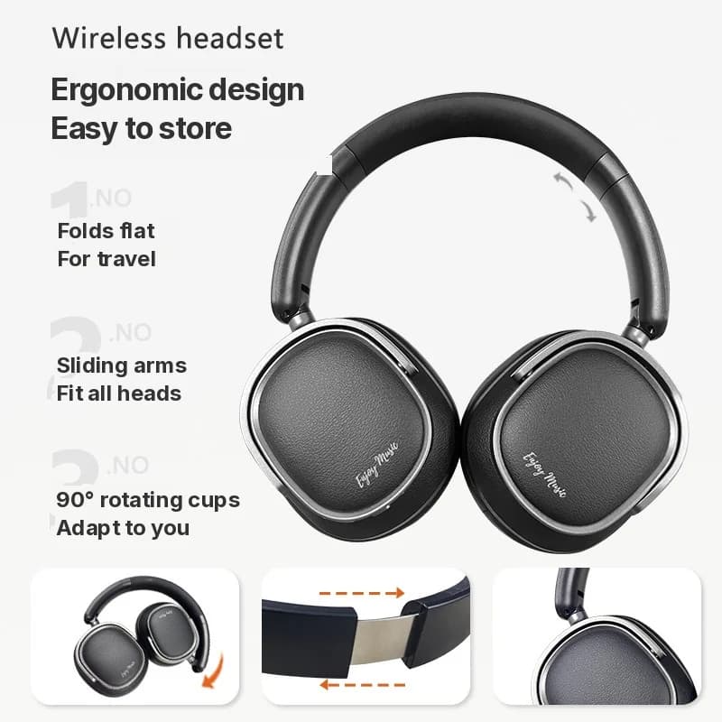 Retro Over-Ear Bluetooth Headphones with Active Noise Cancelling