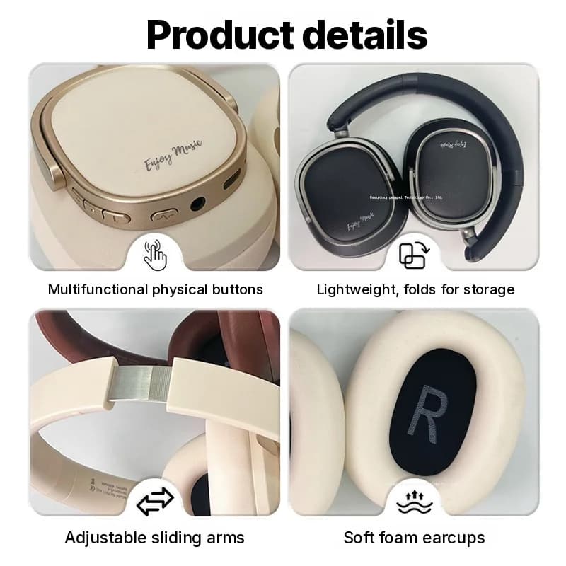 Retro Over-Ear Wireless Headphones with Active Noise Cancelling