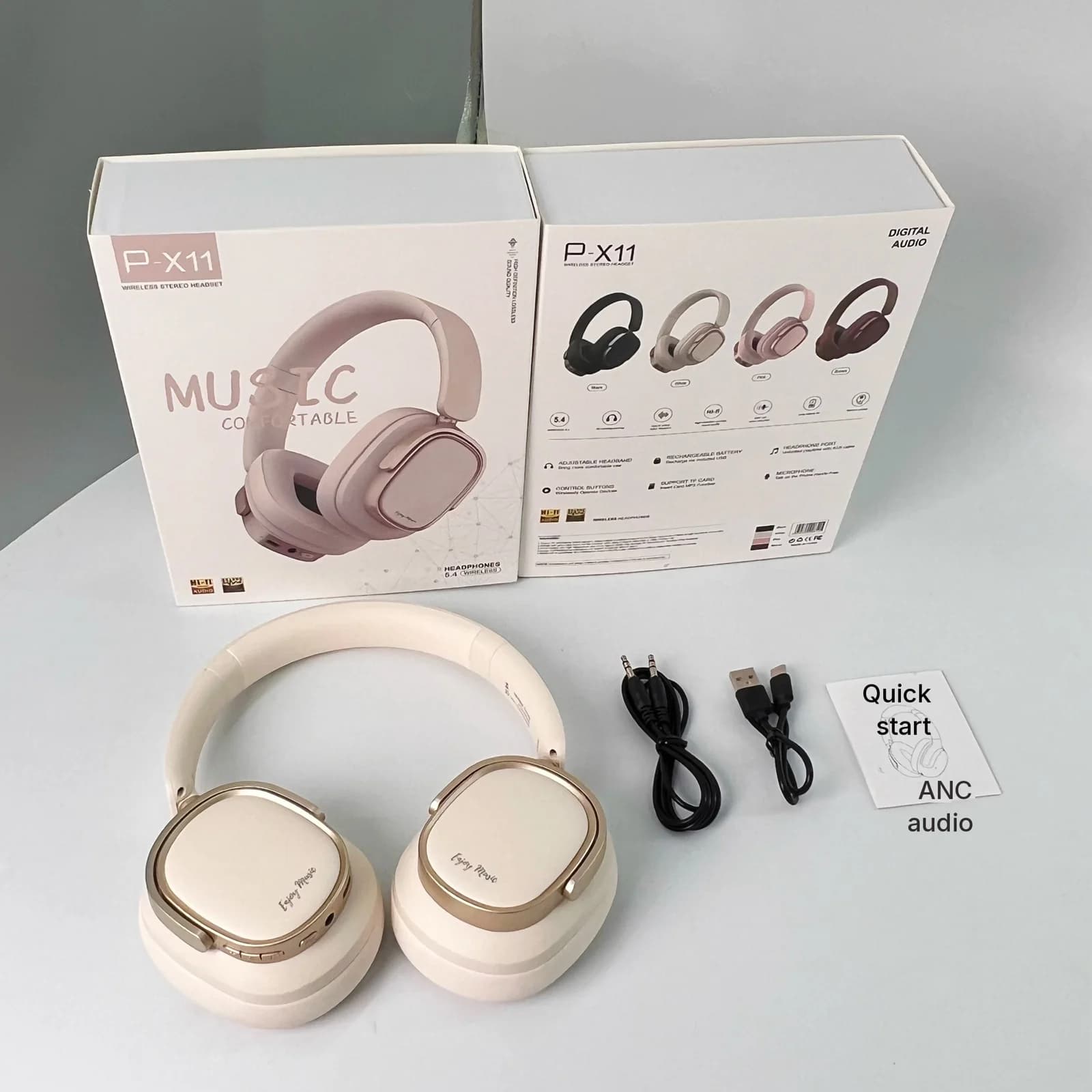 Retro Over-Ear Wireless Headphones with Active Noise Cancelling