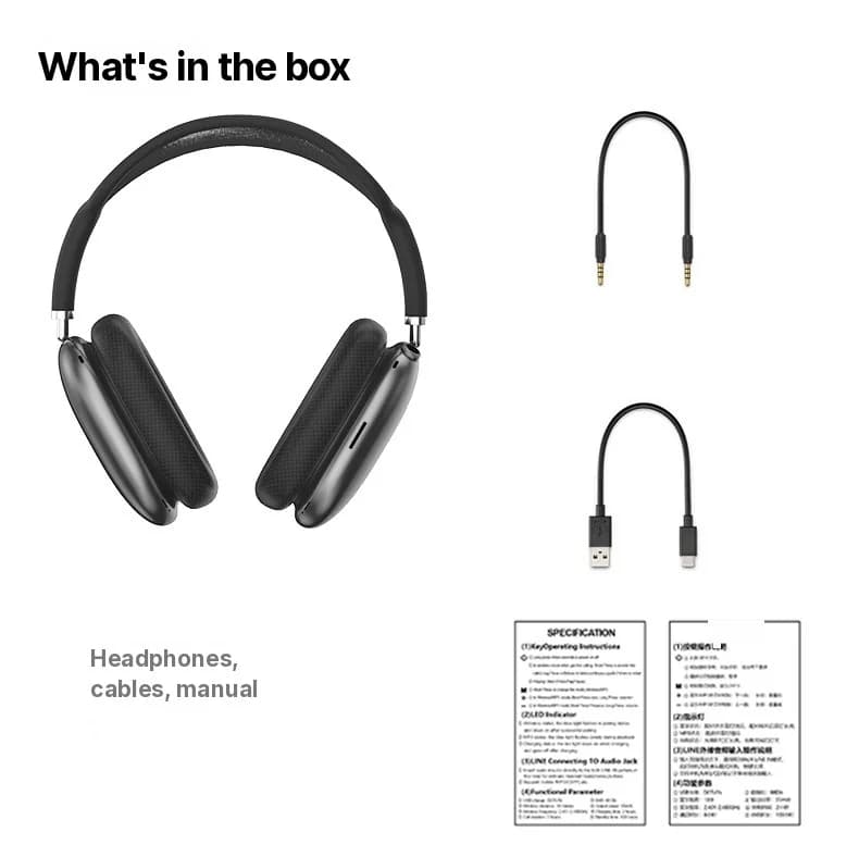 Bluetooth 5.4 Over-Ear Headphones with Rotary Knob and FM Radio