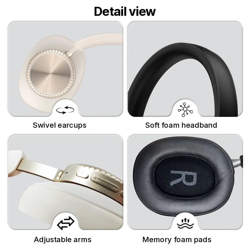 Over-Ear Wireless Bluetooth Headphones with Noise Cancelling and Case