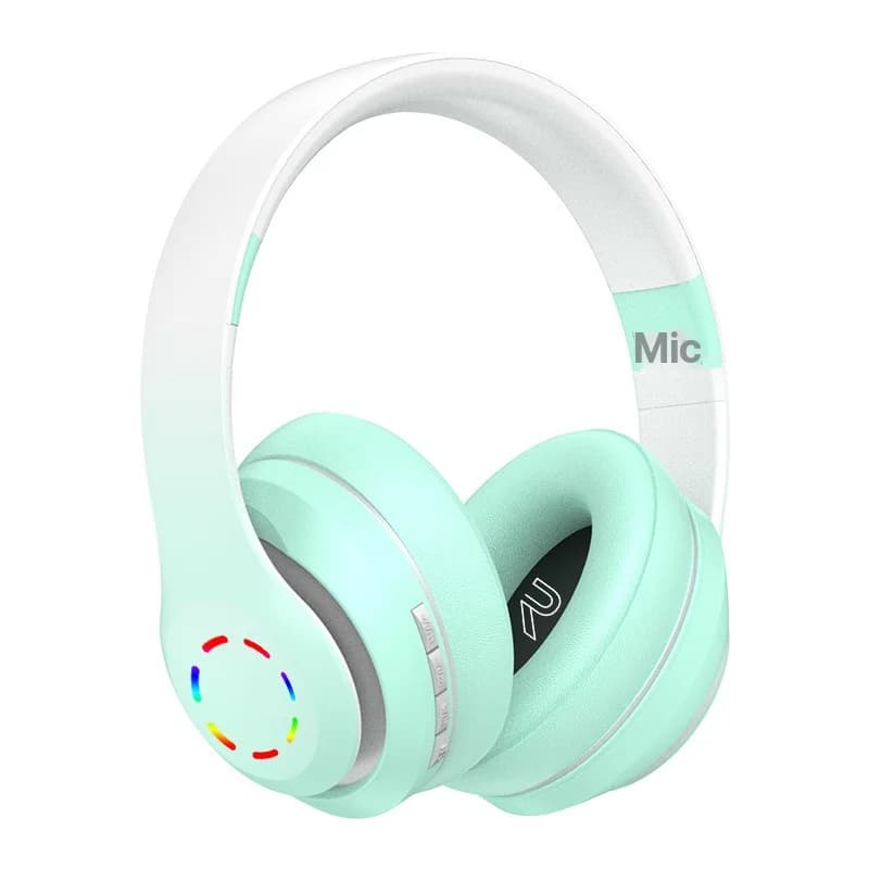 Wireless Over-Ear Headphones with LED Lights and FM Radio