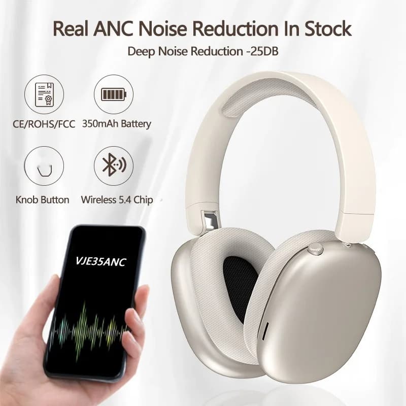 Active Noise Cancelling Wireless Bluetooth Headphones with Mic