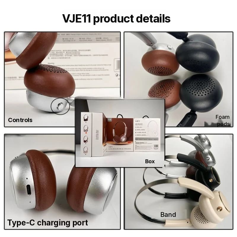 Retro Over-Ear Wireless Headphones with FM Radio and Bluetooth 5.4