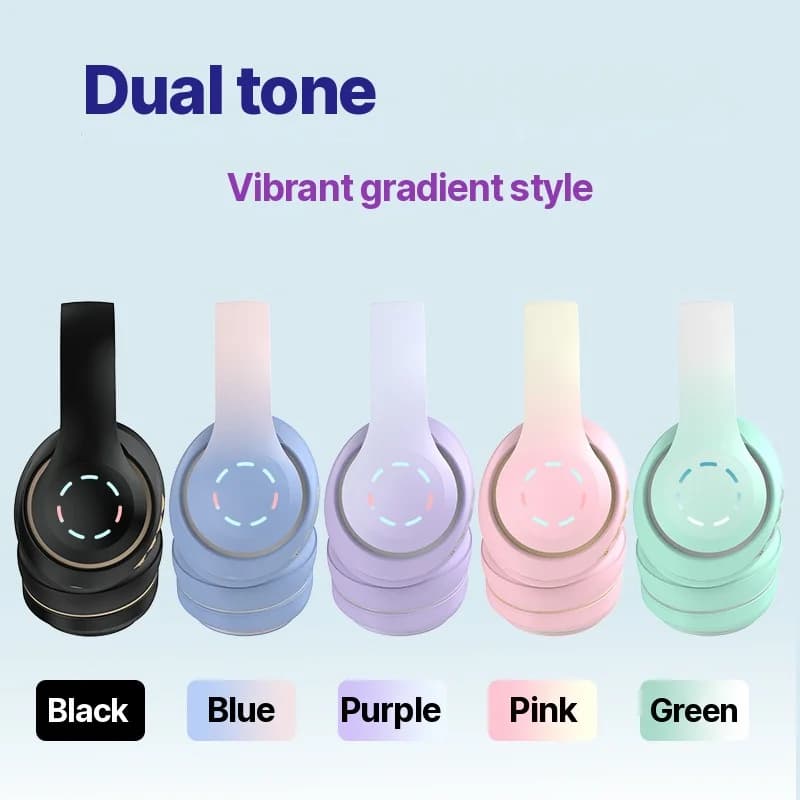 Wireless Over-Ear Headphones with LED Lights and FM Radio
