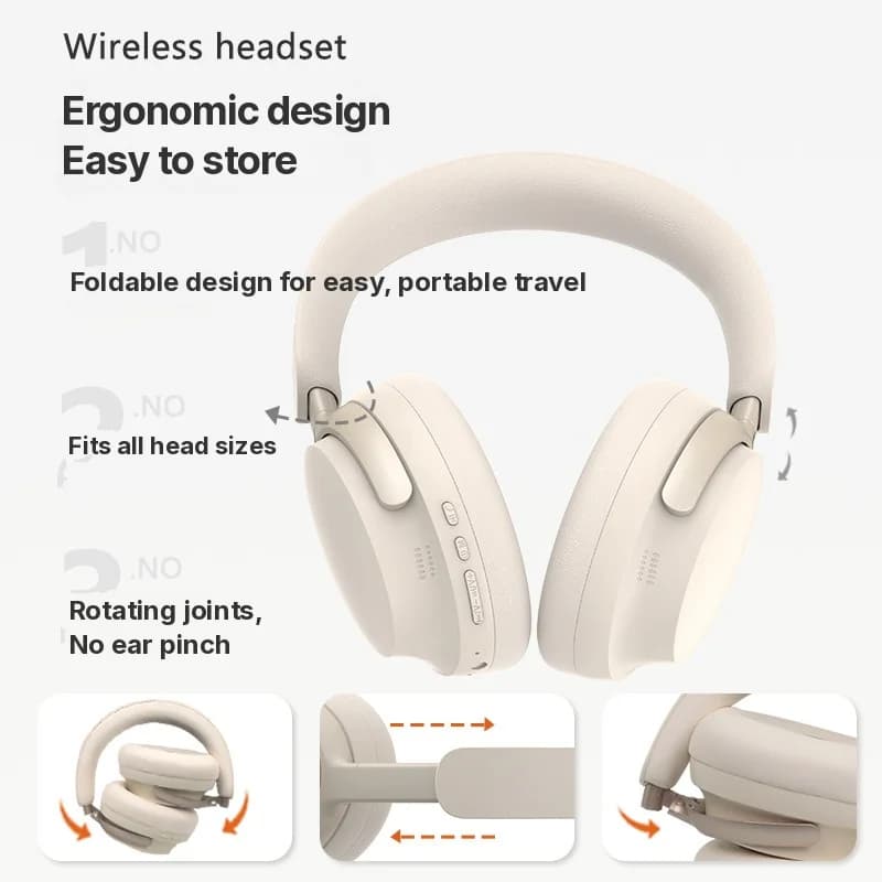 Wireless Bluetooth Over-Ear Headphones with Type-C Charging and Stereo Sound
