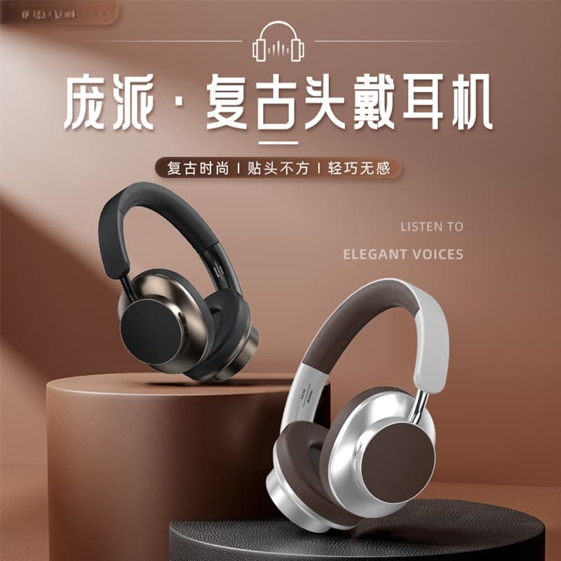 Retro Over-Ear Wireless Bluetooth Headphones with FM Radio and TF Card Slot